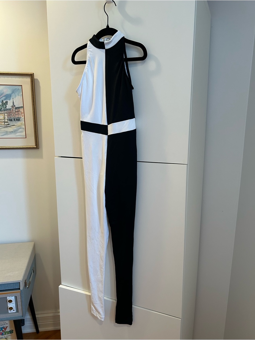Revolution Black & White Colorblock Halter Jumpsuit - Size Child’s Medium